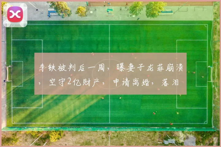 李铁被判后一周，曝妻子龙菲崩溃，空守2亿财产，申请离婚，落泪